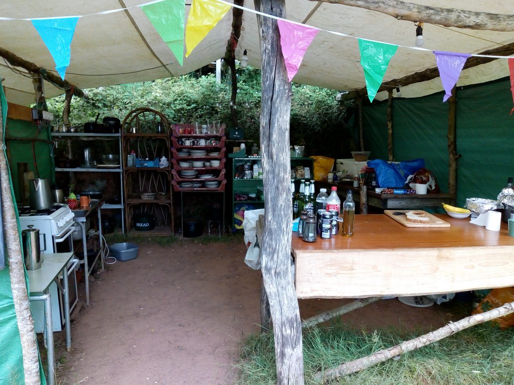 eco camping in Devon; the kitchen