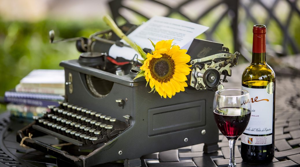 Get ahead writing a typewriter with a sunflower on it