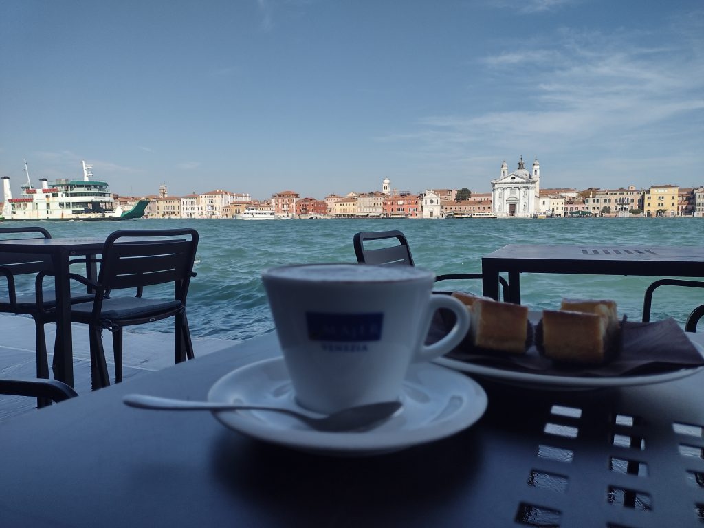 A view of Venice from a coffee shop