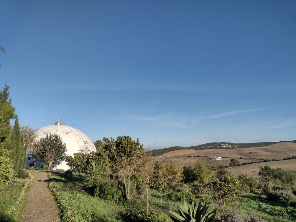 Spanish countryside and footpath to the yoga dome at the Christmas yoga retreat