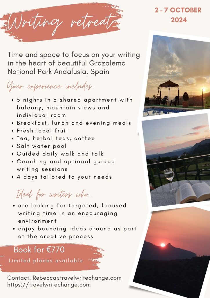 flyer to advertise a writing retreat in Andalusia, Spain